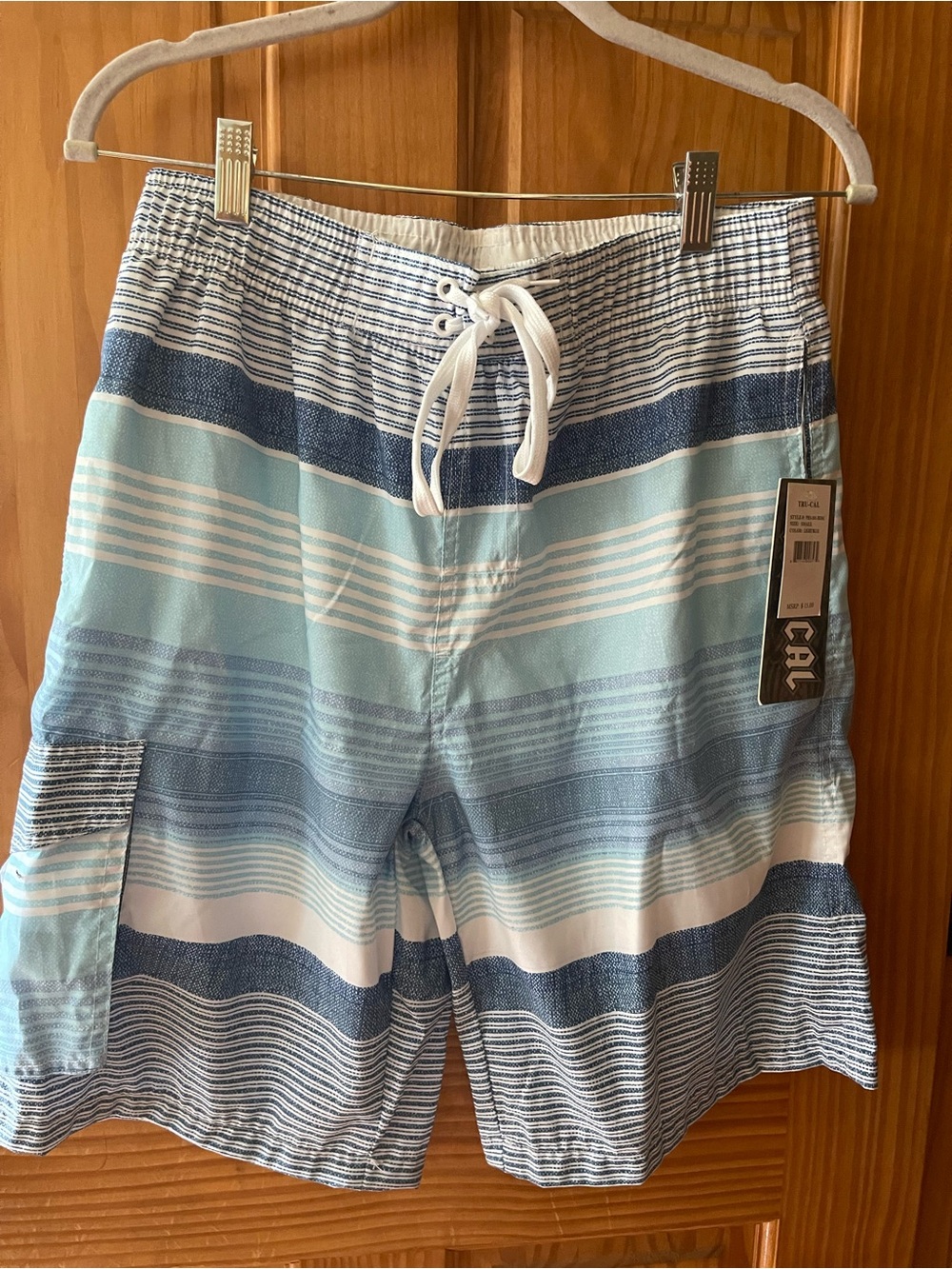 Men’s Striped Swim Trunks in Blue & Aqua
